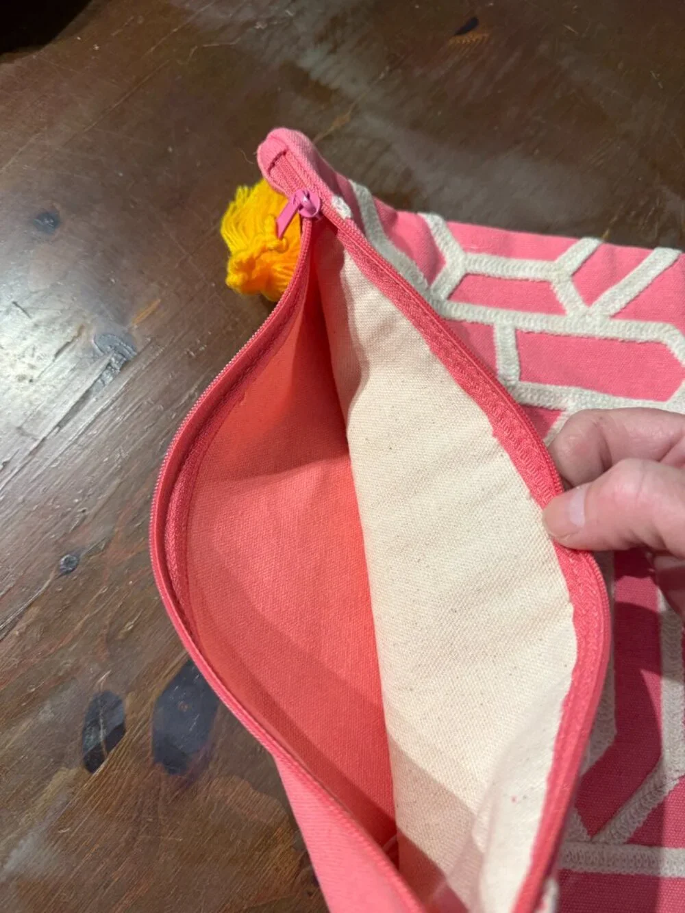 Coral Colored Clutch/Cosmetic Bag by Two's Company